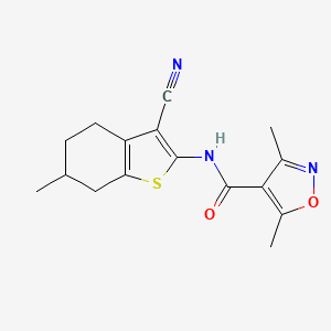 molecular formula C16H17N3O2S B4180560 N-(3-cyano-6-methyl-4,5,6,7-tetrahydro-1-benzothiophen-2-yl)-3,5-dimethyl-1,2-oxazole-4-carboxamide 