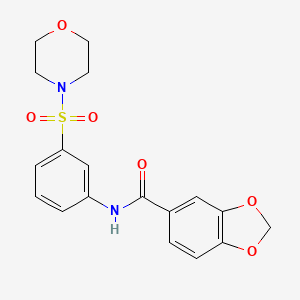 molecular formula C18H18N2O6S B4180597 N-[3-(MORPHOLINE-4-SULFONYL)PHENYL]-2H-13-BENZODIOXOLE-5-CARBOXAMIDE 