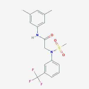 molecular formula C18H19F3N2O3S B418066 N-(3,5-dimethylphenyl)-2-[(methylsulfonyl)-3-(trifluoromethyl)anilino]acetamide 