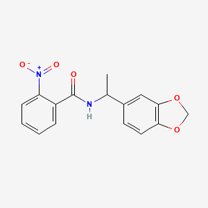 molecular formula C16H14N2O5 B4180693 N-[1-(1,3-benzodioxol-5-yl)ethyl]-2-nitrobenzamide 