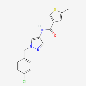 molecular formula C16H14ClN3OS B4180732 N-[1-[(4-chlorophenyl)methyl]pyrazol-4-yl]-5-methylthiophene-3-carboxamide 