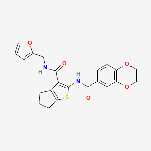 molecular formula C22H20N2O5S B4180748 N-{3-[(2-FURYLMETHYL)CARBAMOYL]-5,6-DIHYDRO-4H-CYCLOPENTA[B]THIOPHEN-2-YL}-2,3-DIHYDRO-1,4-BENZODIOXINE-6-CARBOXAMIDE 
