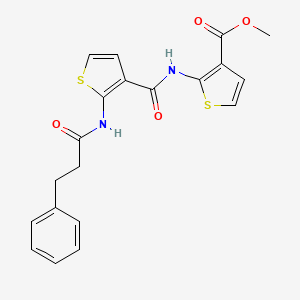 molecular formula C20H18N2O4S2 B4180839 methyl 2-[({2-[(3-phenylpropanoyl)amino]-3-thienyl}carbonyl)amino]-3-thiophenecarboxylate 