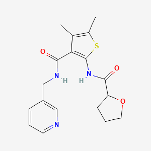 molecular formula C18H21N3O3S B4180977 N-{4,5-DIMETHYL-3-[(3-PYRIDINYLMETHYL)CARBAMOYL]-2-THIENYL}TETRAHYDRO-2-FURANCARBOXAMIDE 