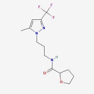 molecular formula C13H18F3N3O2 B4180987 N-{3-[5-methyl-3-(trifluoromethyl)-1H-pyrazol-1-yl]propyl}tetrahydrofuran-2-carboxamide 