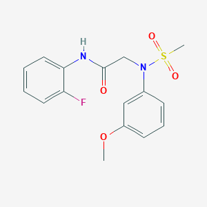 molecular formula C16H17FN2O4S B418099 N-(2-fluorophenyl)-2-[3-methoxy(methylsulfonyl)anilino]acetamide 