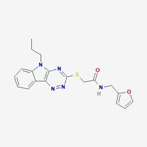 molecular formula C19H19N5O2S B418108 N-[(FURAN-2-YL)METHYL]-2-({5-PROPYL-5H-[1,2,4]TRIAZINO[5,6-B]INDOL-3-YL}SULFANYL)ACETAMIDE 