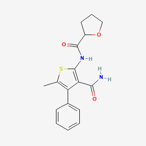 molecular formula C17H18N2O3S B4181249 N-(3-carbamoyl-5-methyl-4-phenylthiophen-2-yl)oxolane-2-carboxamide 