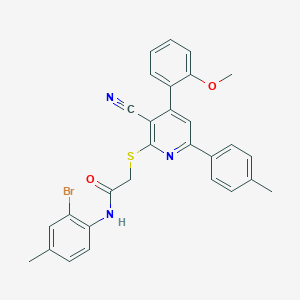 molecular formula C29H24BrN3O2S B418134 N-(2-bromo-4-methylphenyl)-2-{[3-cyano-4-(2-methoxyphenyl)-6-(4-methylphenyl)-2-pyridinyl]sulfanyl}acetamide 