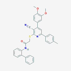 molecular formula C35H29N3O3S B418149 N-[1,1'-biphenyl]-2-yl-2-{[3-cyano-4-(3,4-dimethoxyphenyl)-6-(4-methylphenyl)-2-pyridinyl]sulfanyl}acetamide 