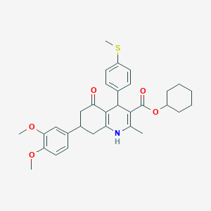 molecular formula C32H37NO5S B418150 Cyclohexyl 7-(3,4-dimethoxyphenyl)-2-methyl-4-[4-(methylsulfanyl)phenyl]-5-oxo-1,4,5,6,7,8-hexahydroquinoline-3-carboxylate 