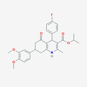 molecular formula C28H30FNO5 B418155 propan-2-yl 7-(3,4-dimethoxyphenyl)-4-(4-fluorophenyl)-2-methyl-5-oxo-1,4,5,6,7,8-hexahydroquinoline-3-carboxylate 