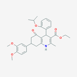 molecular formula C30H35NO6 B418159 Ethyl 7-(3,4-dimethoxyphenyl)-2-methyl-5-oxo-4-[2-(propan-2-yloxy)phenyl]-1,4,5,6,7,8-hexahydroquinoline-3-carboxylate 