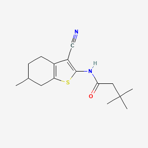 molecular formula C16H22N2OS B4181612 N-(3-cyano-6-methyl-4,5,6,7-tetrahydro-1-benzothiophen-2-yl)-3,3-dimethylbutanamide 