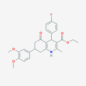 molecular formula C27H28FNO5 B418164 ethyl 7-(3,4-dimethoxyphenyl)-4-(4-fluorophenyl)-2-methyl-5-oxo-1,4,5,6,7,8-hexahydroquinoline-3-carboxylate 