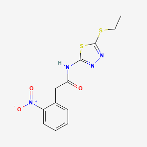molecular formula C12H12N4O3S2 B4181645 N-[5-(ethylsulfanyl)-1,3,4-thiadiazol-2-yl]-2-(2-nitrophenyl)acetamide 