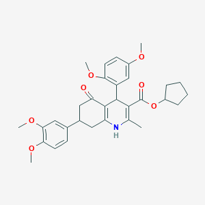molecular formula C32H37NO7 B418167 Cyclopentyl 4-(2,5-dimethoxyphenyl)-7-(3,4-dimethoxyphenyl)-2-methyl-5-oxo-1,4,5,6,7,8-hexahydroquinoline-3-carboxylate 