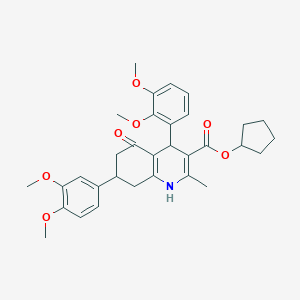 molecular formula C32H37NO7 B418168 Cyclopentyl 4-(2,3-dimethoxyphenyl)-7-(3,4-dimethoxyphenyl)-2-methyl-5-oxo-1,4,5,6,7,8-hexahydroquinoline-3-carboxylate 