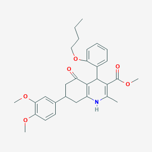 molecular formula C30H35NO6 B418169 Methyl 4-(2-butoxyphenyl)-7-(3,4-dimethoxyphenyl)-2-methyl-5-oxo-1,4,5,6,7,8-hexahydroquinoline-3-carboxylate 