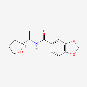 molecular formula C14H17NO4 B4181696 N-[1-(OXOLAN-2-YL)ETHYL]-2H-13-BENZODIOXOLE-5-CARBOXAMIDE 