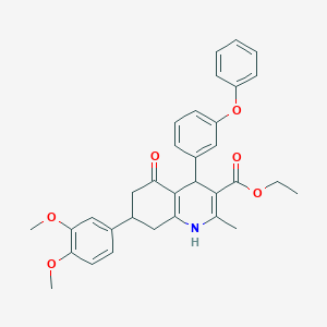 molecular formula C33H33NO6 B418171 Ethyl 7-(3,4-dimethoxyphenyl)-2-methyl-5-oxo-4-(3-phenoxyphenyl)-1,4,5,6,7,8-hexahydroquinoline-3-carboxylate 