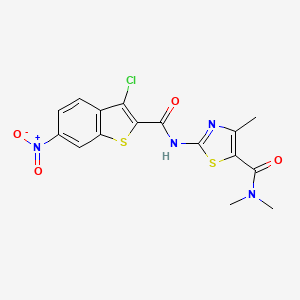 molecular formula C16H13ClN4O4S2 B4181711 2-(3-CHLORO-6-NITRO-1-BENZOTHIOPHENE-2-AMIDO)-NN4-TRIMETHYL-13-THIAZOLE-5-CARBOXAMIDE 