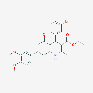 molecular formula C28H30BrNO5 B418173 propan-2-yl 4-(3-bromophenyl)-7-(3,4-dimethoxyphenyl)-2-methyl-5-oxo-1,4,5,6,7,8-hexahydroquinoline-3-carboxylate 