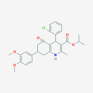 molecular formula C28H30ClNO5 B418175 Isopropyl 4-(2-chlorophenyl)-7-(3,4-dimethoxyphenyl)-2-methyl-5-oxo-1,4,5,6,7,8-hexahydro-3-quinolinecarboxylate 