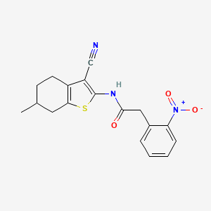 molecular formula C18H17N3O3S B4181785 N-(3-cyano-6-methyl-4,5,6,7-tetrahydro-1-benzothiophen-2-yl)-2-(2-nitrophenyl)acetamide 