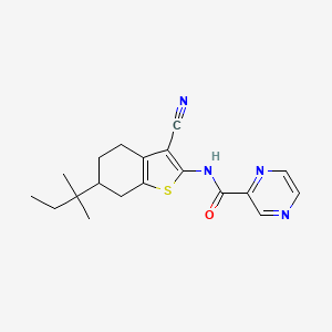 molecular formula C19H22N4OS B4181811 N-[3-cyano-6-(2-methylbutan-2-yl)-4,5,6,7-tetrahydro-1-benzothiophen-2-yl]pyrazine-2-carboxamide 
