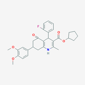 molecular formula C30H32FNO5 B418183 cyclopentyl 7-(3,4-dimethoxyphenyl)-4-(2-fluorophenyl)-2-methyl-5-oxo-1,4,5,6,7,8-hexahydroquinoline-3-carboxylate 