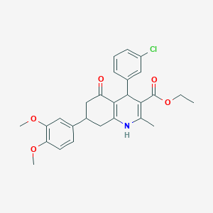molecular formula C27H28ClNO5 B418184 Ethyl 4-(3-chlorophenyl)-7-(3,4-dimethoxyphenyl)-2-methyl-5-oxo-1,4,5,6,7,8-hexahydro-3-quinolinecarboxylate 