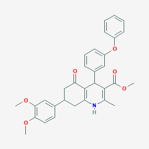 molecular formula C32H31NO6 B418185 Methyl 7-(3,4-dimethoxyphenyl)-2-methyl-5-oxo-4-(3-phenoxyphenyl)-1,4,5,6,7,8-hexahydro-3-quinolinecarboxylate 