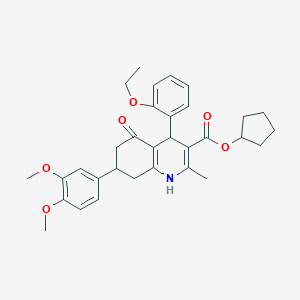 molecular formula C32H37NO6 B418188 Cyclopentyl 7-(3,4-dimethoxyphenyl)-4-(2-ethoxyphenyl)-2-methyl-5-oxo-1,4,5,6,7,8-hexahydroquinoline-3-carboxylate 