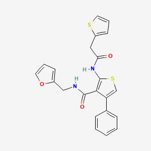 molecular formula C22H18N2O3S2 B4181912 N-[(FURAN-2-YL)METHYL]-4-PHENYL-2-[2-(THIOPHEN-2-YL)ACETAMIDO]THIOPHENE-3-CARBOXAMIDE 