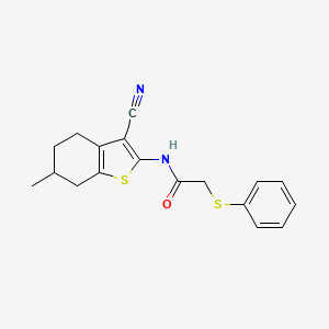 molecular formula C18H18N2OS2 B4181951 N-(3-cyano-6-methyl-4,5,6,7-tetrahydro-1-benzothiophen-2-yl)-2-(phenylsulfanyl)acetamide 