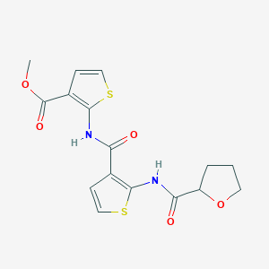 molecular formula C16H16N2O5S2 B4182001 Methyl 2-[({2-[(tetrahydrofuran-2-ylcarbonyl)amino]thiophen-3-yl}carbonyl)amino]thiophene-3-carboxylate 