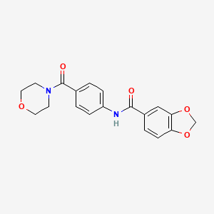 molecular formula C19H18N2O5 B4182163 N-[4-(MORPHOLINE-4-CARBONYL)PHENYL]-2H-13-BENZODIOXOLE-5-CARBOXAMIDE 