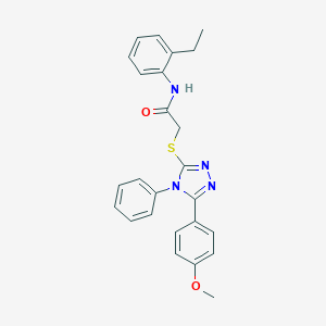 molecular formula C25H24N4O2S B418217 N-(2-Ethylphenyl)-2-((5-(4-methoxyphenyl)-4-phenyl-4H-1,2,4-triazol-3-yl)thio)acetamide CAS No. 332384-86-8