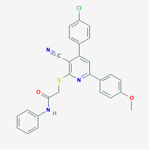 molecular formula C27H20ClN3O2S B418224 2-{[4-(4-chlorophenyl)-3-cyano-6-(4-methoxyphenyl)-2-pyridinyl]sulfanyl}-N-phenylacetamide 