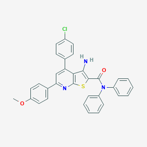 molecular formula C33H24ClN3O2S B418227 3-amino-4-(4-chlorophenyl)-6-(4-methoxyphenyl)-N,N-diphenylthieno[2,3-b]pyridine-2-carboxamide 