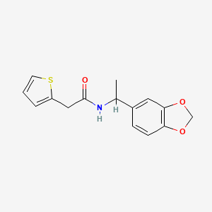molecular formula C15H15NO3S B4182360 N-[1-(1,3-benzodioxol-5-yl)ethyl]-2-(thiophen-2-yl)acetamide 