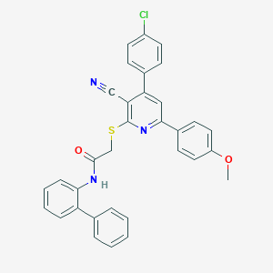 molecular formula C33H24ClN3O2S B418256 N-[1,1'-biphenyl]-2-yl-2-{[4-(4-chlorophenyl)-3-cyano-6-(4-methoxyphenyl)-2-pyridinyl]sulfanyl}acetamide 
