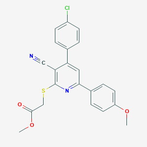 molecular formula C22H17ClN2O3S B418262 Methyl {[4-(4-chlorophenyl)-3-cyano-6-(4-methoxyphenyl)-2-pyridinyl]sulfanyl}acetate 