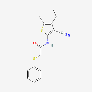 molecular formula C16H16N2OS2 B4182642 N-(3-cyano-4-ethyl-5-methylthiophen-2-yl)-2-(phenylsulfanyl)acetamide 
