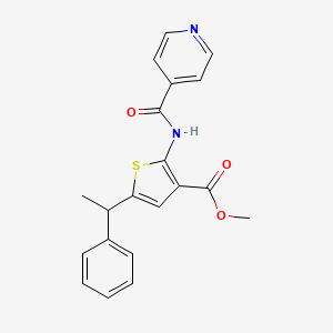 molecular formula C20H18N2O3S B4182711 Methyl 5-(1-phenylethyl)-2-[(pyridin-4-ylcarbonyl)amino]thiophene-3-carboxylate 