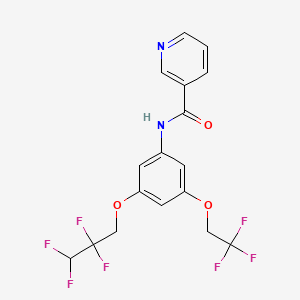 molecular formula C17H13F7N2O3 B4182800 N-[3-(2,2,3,3-tetrafluoropropoxy)-5-(2,2,2-trifluoroethoxy)phenyl]pyridine-3-carboxamide 