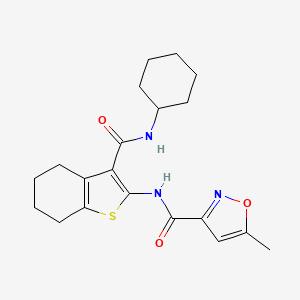 molecular formula C20H25N3O3S B4182826 N-[3-(CYCLOHEXYLCARBAMOYL)-4,5,6,7-TETRAHYDRO-1-BENZOTHIOPHEN-2-YL]-5-METHYL-3-ISOXAZOLECARBOXAMIDE 