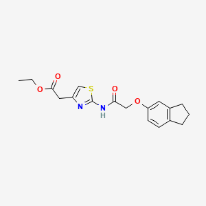 molecular formula C18H20N2O4S B4182833 ETHYL 2-(2-{[2-(2,3-DIHYDRO-1H-INDEN-5-YLOXY)ACETYL]AMINO}-1,3-THIAZOL-4-YL)ACETATE 
