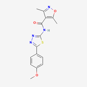molecular formula C15H14N4O3S B4182937 N-[5-(4-methoxyphenyl)-1,3,4-thiadiazol-2-yl]-3,5-dimethyl-1,2-oxazole-4-carboxamide 